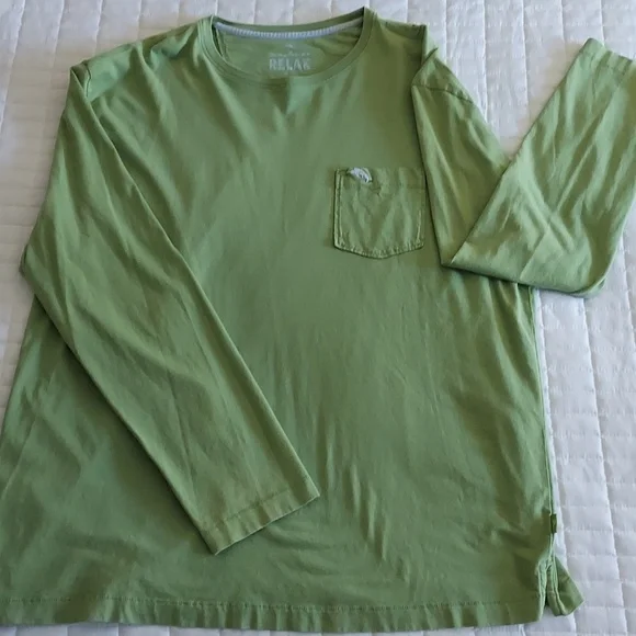 Tommy Bahama Men's Long-Sleeve Crewneck Pocket Shirt - Light Green - Picture 5 of 13
